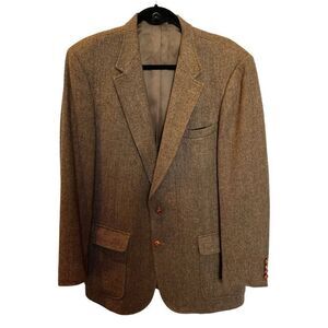 Imperial by Haggar  Men's Wool Sport Coat Brown Herringbone Size 44L